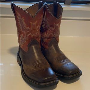Boys Ariat Brown Leather Western Square Toe Boot 3